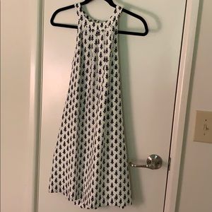 White and navy floral j crew shift dress